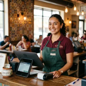 Optimización de procesos para Small Business con IA: Cajera de restaurante latino.